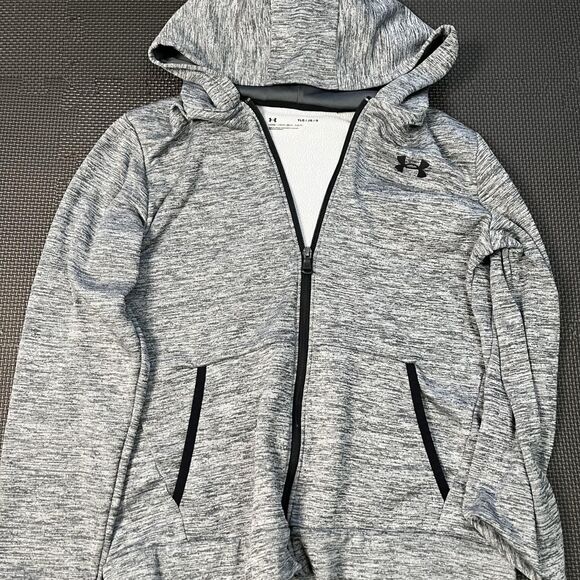 YL Under Armour Full-Zip Kids Gray Lightweight Jacket - Picture 1 of 3